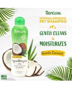 Curățare delicată și hidratare intensă. Șampon hipoalergenic pentru câini și pisici TropiClean Gentle Coconut, 355ml