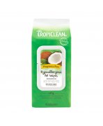 O baie caldă de soare cu Șervețele umede hipoalergenice pentru curățare câini și pisici TropiClean Coconut, 100 bucăți