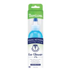 Adio mâncărimi cu Soluție cu dublă acțiune pentru curățarea urechilor la câini și pisici TropiClean Dual Action, 118ml
