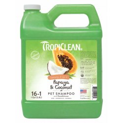 Baie rapidă cu Șampon și balsam 2 în 1 pentru câini și pisici TropiClean Papaya & Coconut, 3.78L
