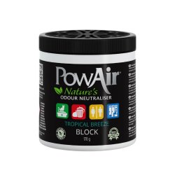 O briză curată cu Neutralizator de mirosuri neplăcute și odorizant solid PowAir Block Tropical Breeze, 170g
