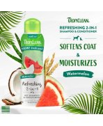 Blană mătăsoasă cu Șampon și balsam 2 în 1 pentru câini și pisici TropiClean Watermelon, 355ml