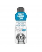 Strat dens cu Șampon pentru câini cu blană scurtă și dublă TropiClean Perfect Fur Short Double Coat, 473ml