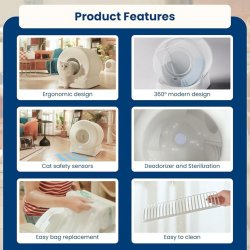 Funcții principale cu Litiera automata inteligenta pentru pisici Boyu Pawgether Comfy Smart 1 cu Wi-Fi, 50L