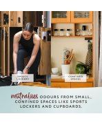 Spații înguste cu Neutralizator de mirosuri neplăcute și odorizant solid PowAir Block Lemongrass, 170g
