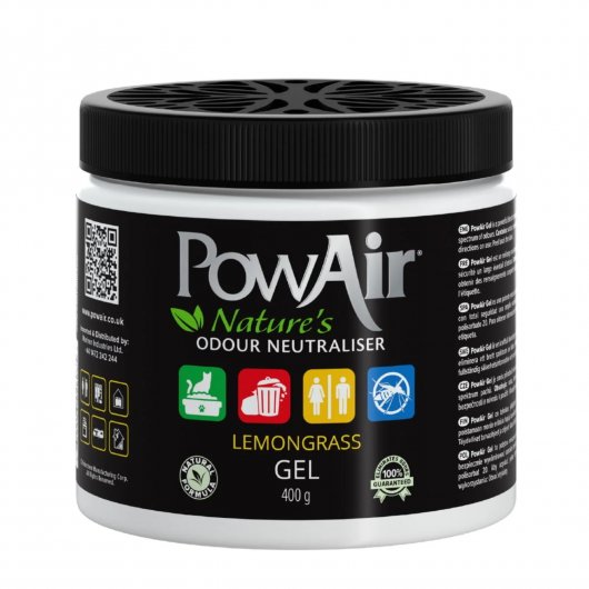 Vis de vară cu Gel neutralizator de mirosuri și odorizant de cameră PowAir Gel Lemongrass, 400g