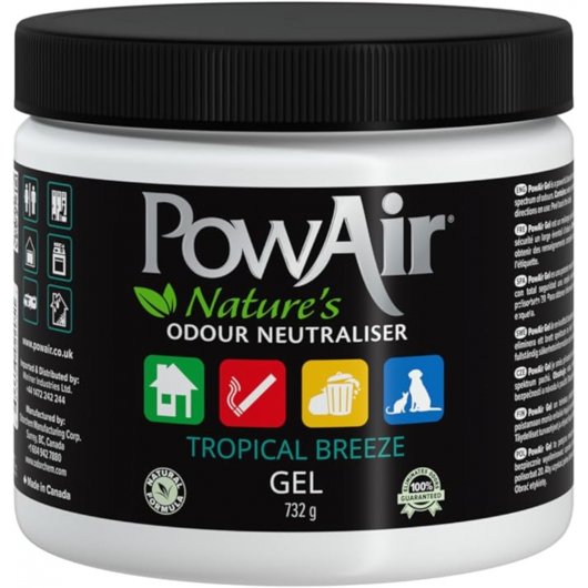 Briza tropicala cu Gel neutralizator de mirosuri și odorizant de cameră PowAir Gel Tropical Breeze, 732g