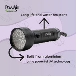Carcasă din aluminiu cu Lanternă UV pentru detectarea petelor de urină câini și pisici PowAir Torch