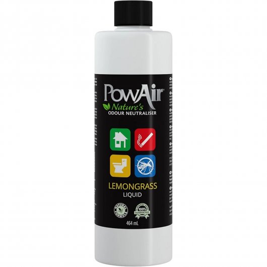Aer proaspăt cu Lichid neutralizator de mirosuri și odorizant PowAir Liquid Lemongrass, 464ml
