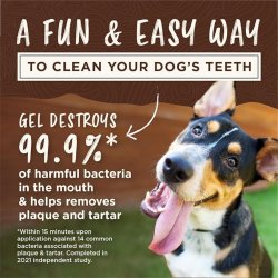 Inlatura placa dentara cu Set gel dentar cu aromă de vită afumată TropiClean Enticers și minge dentară KONG SM