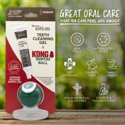 Respirație proaspătă cu Set gel dentar cu aromă de vită afumată TropiClean Enticers și minge dentară KONG MD