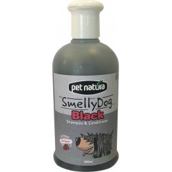 Strălucire intensă cu Șampon și balsam pentru căței cu blană închisă la culoare Pet Natura Smelly Dog Black, 500ml