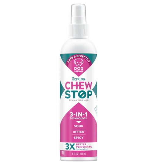 Protecție mobilă cu Spray pentru câini împotriva rosului TropiClean Chew Stop, 236ml