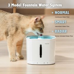 Moduri smart cu Fântână de apă Pawgether Drip 1T cu senzor radar și pompă fără fir, 2.5L