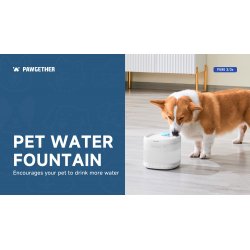 Fantana blanosilor cu Fântână de apă Pawgether Drip 1T cu senzor radar și pompă fără fir, 2.5L