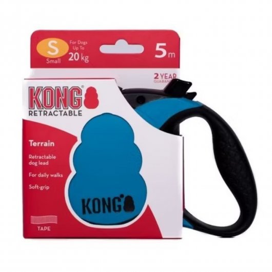 Siguranță KONG cu Lesă retractabilă KONG Terrain Small 5m Albastră pentru câini până la 20kg