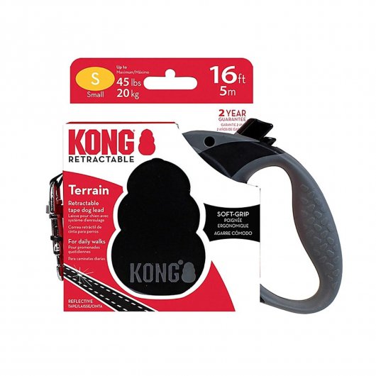 Siguranță KONG cu Lesă retractabilă KONG Terrain Small 5m Neagră pentru câini până la 20kg