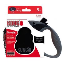 Siguranță KONG cu Lesă retractabilă KONG Terrain Medium 5m Neagră pentru câini până la 30kg