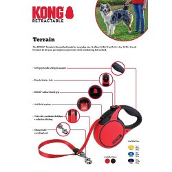 Componente solide KONG cu Lesă retractabilă KONG Terrain Medium 5m Neagră pentru câini până la 30kg