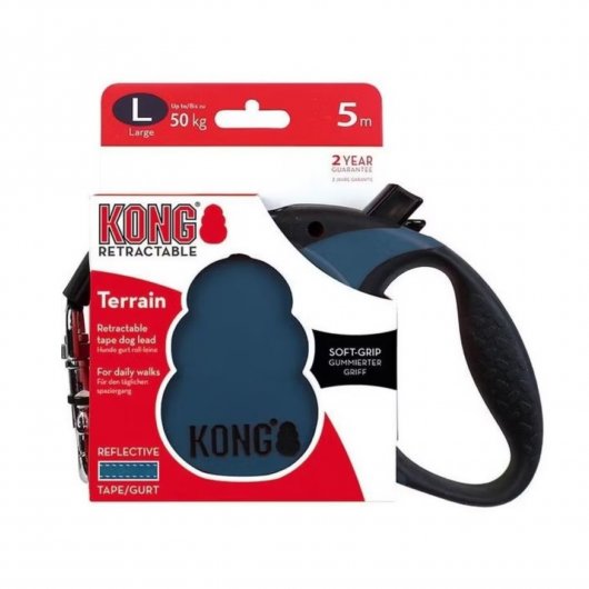 Siguranță KONG cu Lesă retractabilă KONG Terrain Large 5m Albastră pentru câini până la 50kg