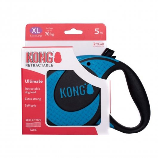 Forță KONG cu Lesă retractabilă ultra rezistentă KONG Ultimate XL 5m Albastră pentru câini până la 70kg