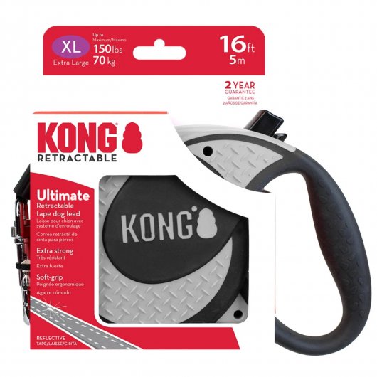Forță KONG cu Lesă retractabilă ultra rezistentă KONG Ultimate XL 5m Gri pentru câini până la 70kg