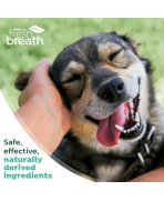 Prezentare lifestyle cățel fericit cu dantură curată TropiClean Fresh Breath
