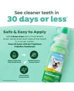 Infografic ghid de utilizare și instrucțiuni periaj kit complet TropiClean Oral Care pentru câini